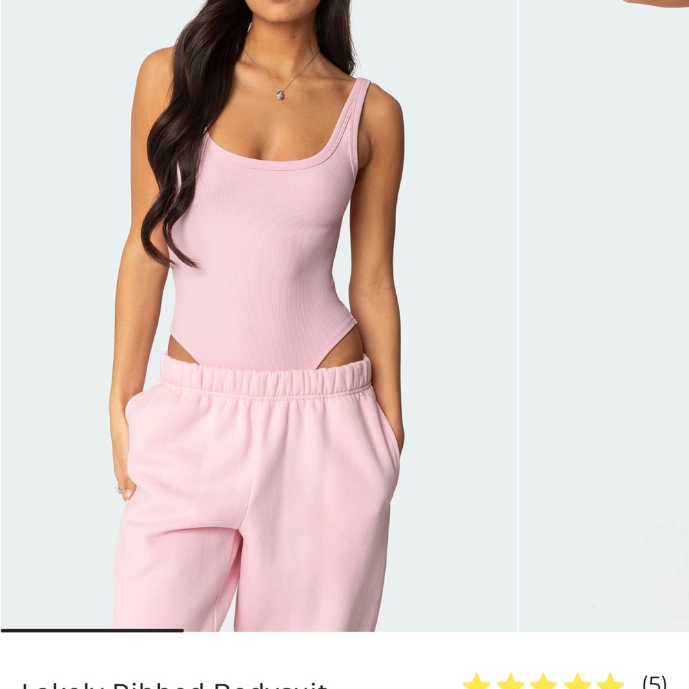 Edikted Lakely Pink Ribbed Bodysuit